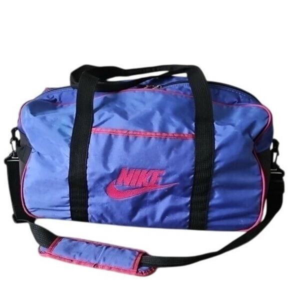 Nike Other - Nike Duffle Gym Bag Retro Vintage 90s Y2K Colorful Purple Pink Strap Zip